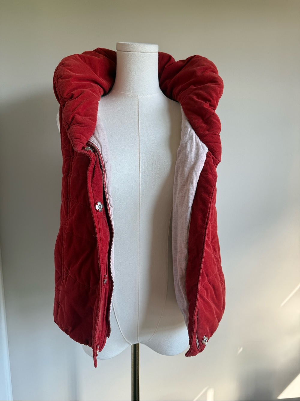 Daughters of the Liberation Anthropologie Quilted Puffer Vest Shawl Collar Red M - Picture 6 of 12